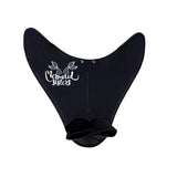 Zwarte Mermaid Sisters Pro Monovin met logo, ontworpen voor stabiliteit en grip tijdens het zeemeerminzwemmen.