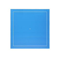 Blauwe vierkante MMS AirTrack, ideaal voor turnen, freestyle en martial arts, met een veilige, opblaasbare vloer.